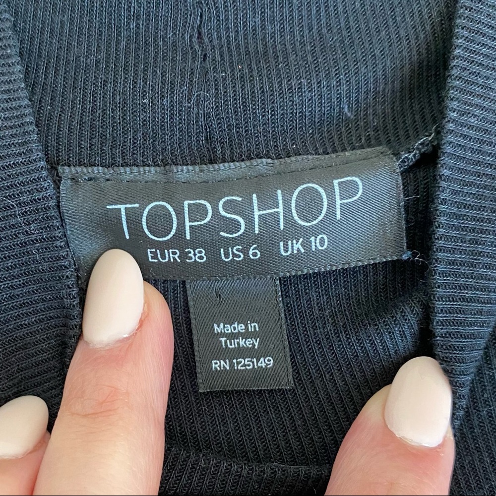 Topshop Black Ribbed Mockneck Basic Layering Top … - image 2